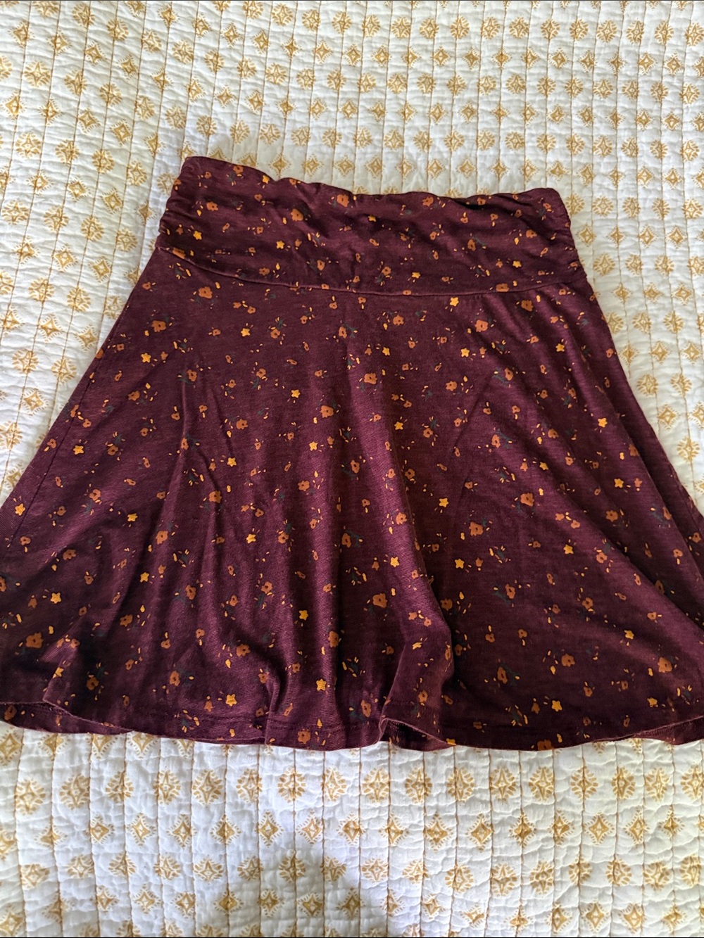 Toad & Co. Women's Burgundy Floral A-Line Skirt XS